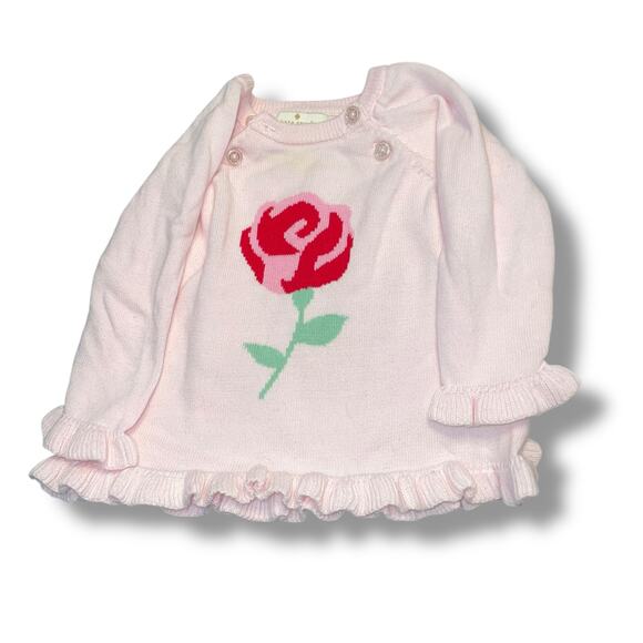 Kate Spade New York Sz 6 Months Eu 68 Baby Girl Rose Ruffle Sweater Buttons Pink - Picture 11 of 11